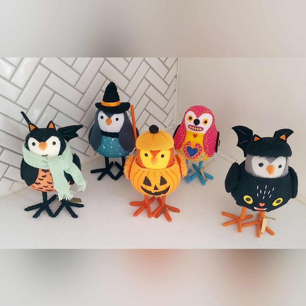 5 Featherly Friends Halloween birds -Free shipping